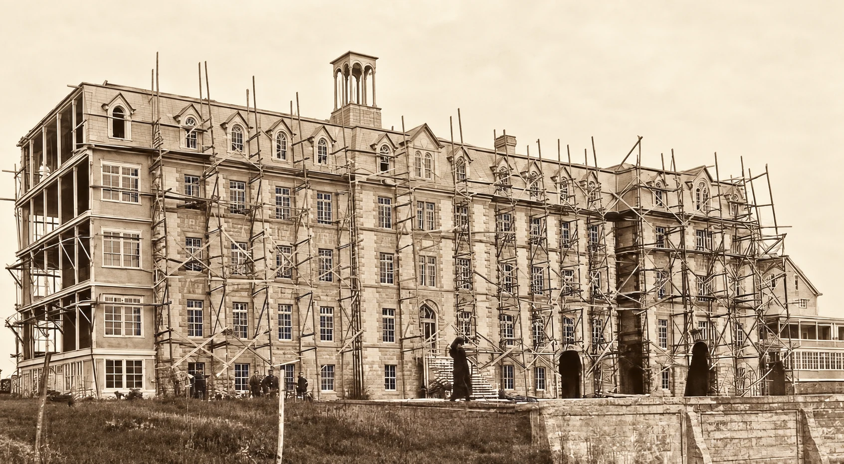 The second college under construction in 1920