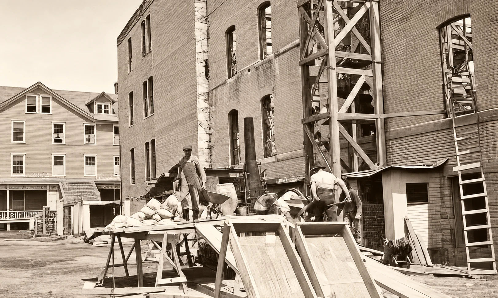 The second college under construction in 1920