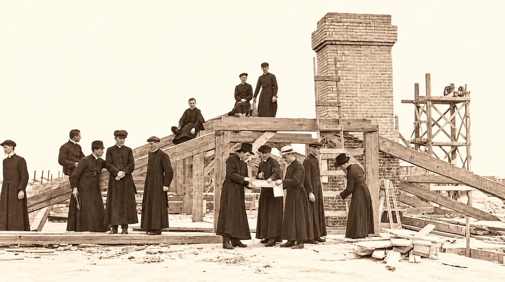 The college under construction in 1917