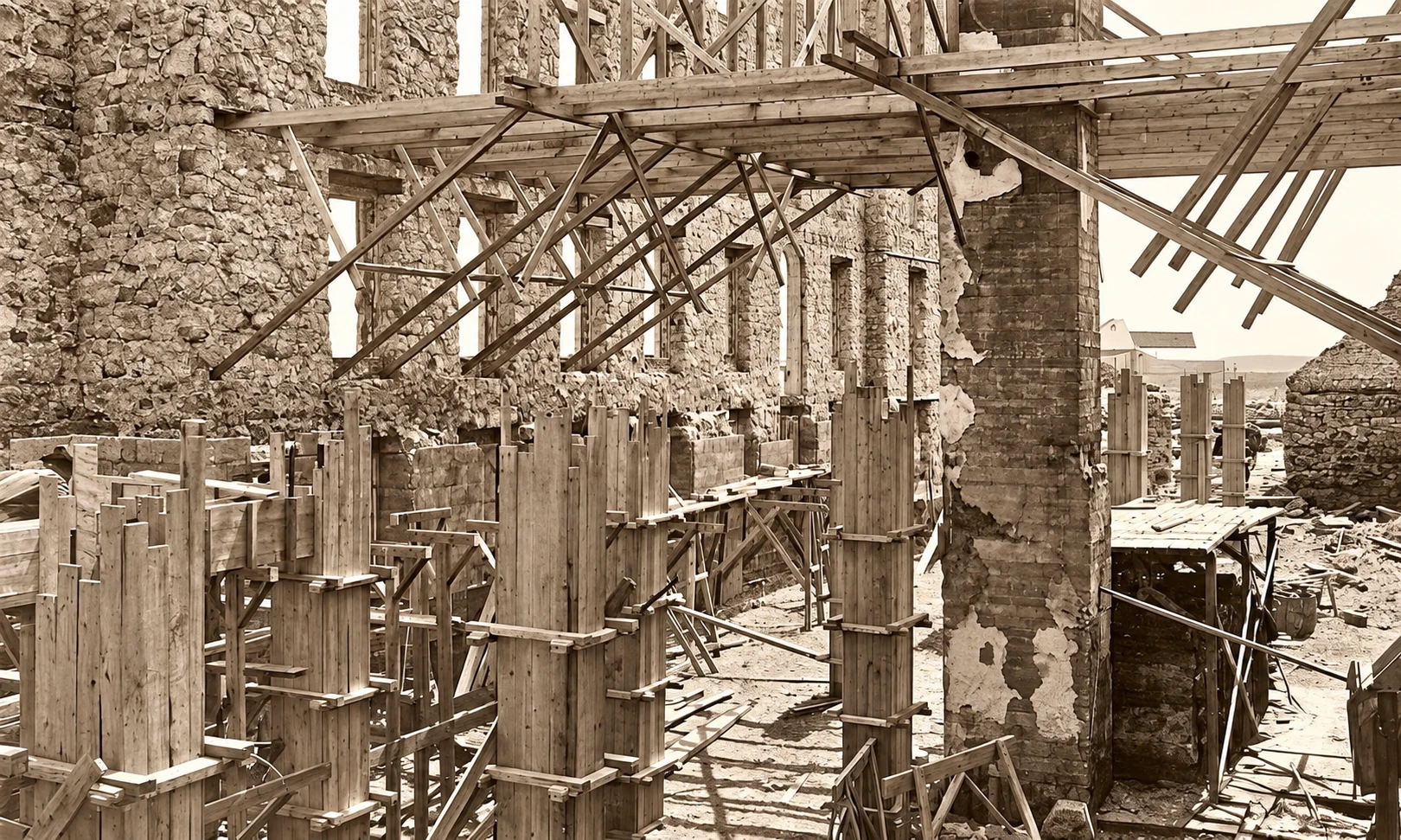 The second college under construction in 1917
