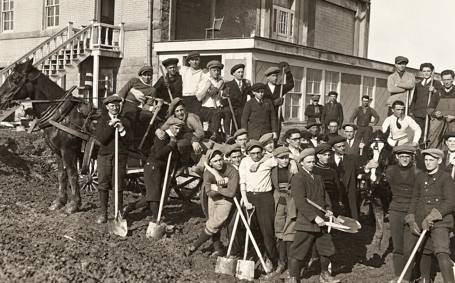 The third college under construction in 1924