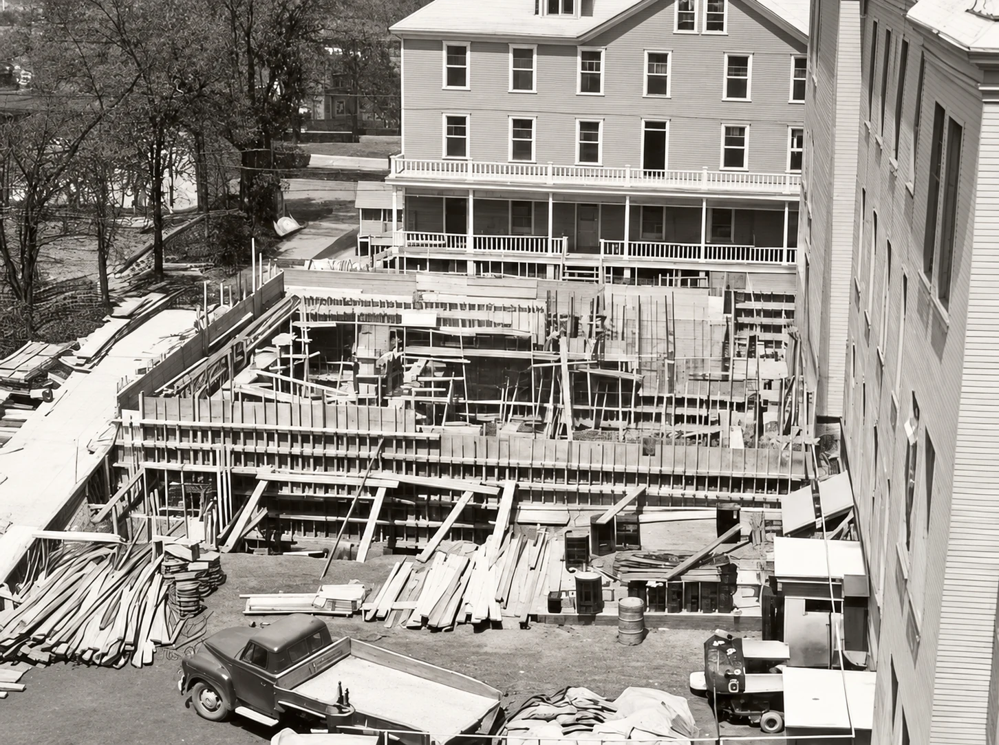 The second college under construction in 1917
