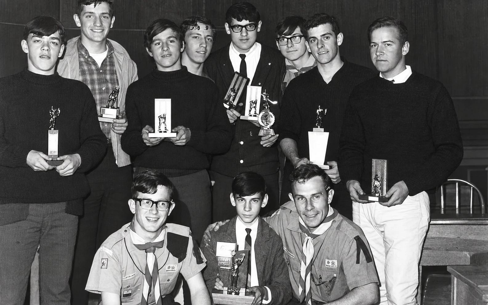 Scouts with Father Fernand Lapointe